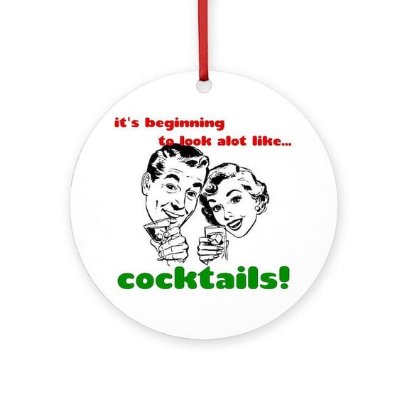 CafePress - Cocktails! - Round Wood Ornament 4"