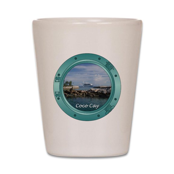 CafePress - Coco Cay Cruise Ship - White Shot Glass, Unique and Funny Shot Glass