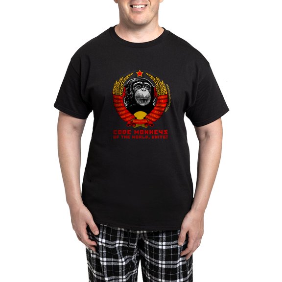 CafePress - Code Monkeys Of The World, Unite! Men's Dark Pajam - Men's Dark Loose Fit Cotton Pajama Set