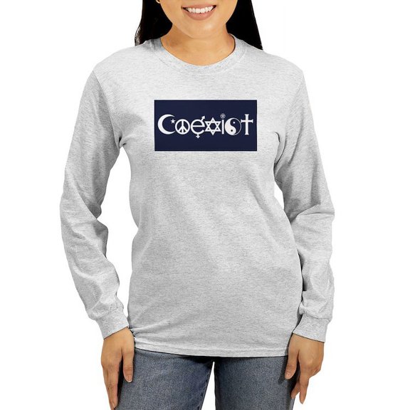 CafePress - Coexist Long Sleeve T Shirt - Women's Long Sleeve Graphic Casual T-Shirt