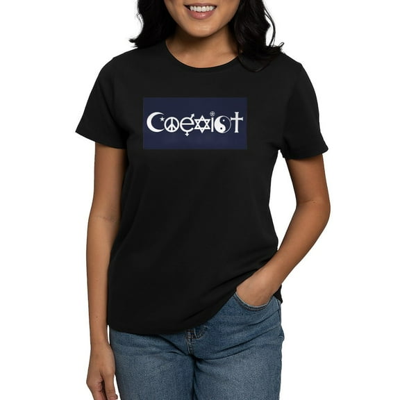 CafePress - Coexist T Shirt - Women's Traditional Fit Dark T-Shirt