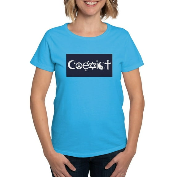 CafePress - Coexist T Shirt - Women's Traditional Fit Dark T-Shirt
