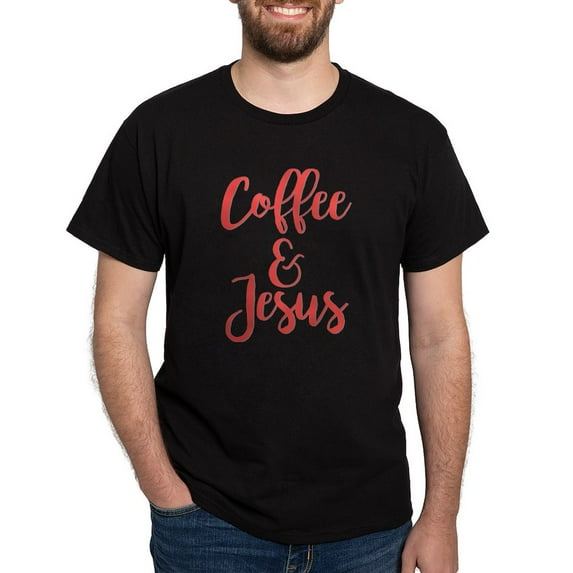 CafePress - Coffee And Jesus Dark T Shirt - Men's Classic Graphic Cotton T-Shirt