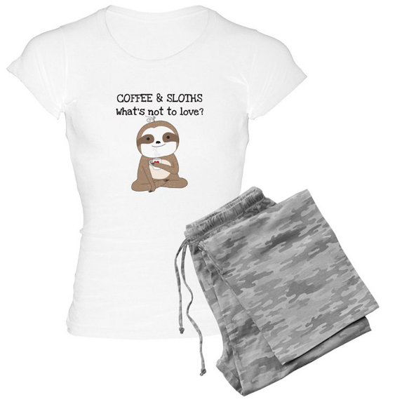 CafePress - Coffee And Sloths - Women's Light Pajamas