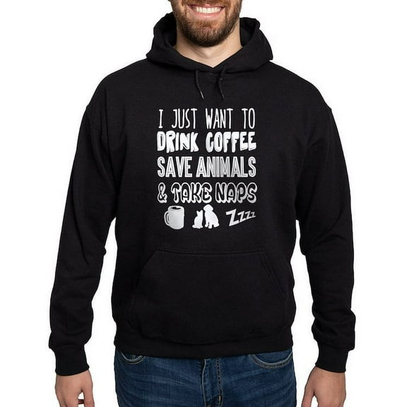 CafePress - Coffee Animals Naps Hoodie (Dark) - Pullover Hoodie, Classic, Comfortable Hooded Sweatshirt