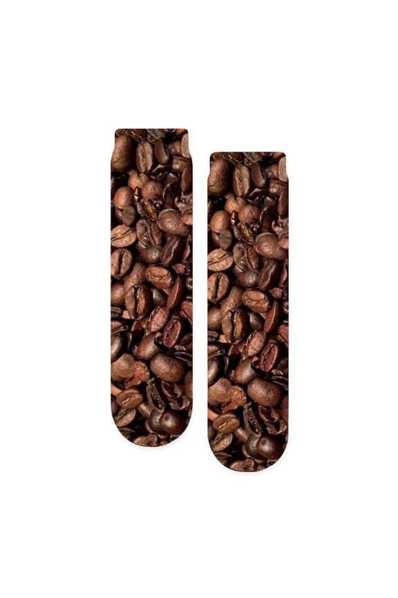 - Coffee Beans - Unisex Novelty Printed Crew Adult Socks