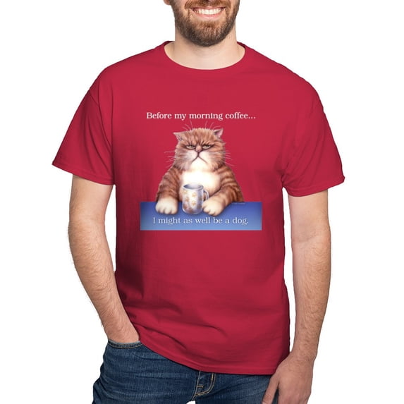 CafePress - Coffee Cat Dark T Shirt - Men's Classic Graphic Cotton T-Shirt