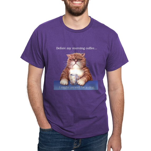 CafePress - Coffee Cat Dark T Shirt - Men's Classic Graphic Cotton T-Shirt