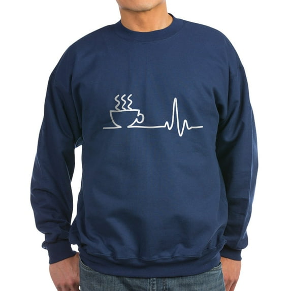 CafePress - Coffee Heartbeat Sweatshirt (Dark) - Classic Crew Neck Sweatshirt