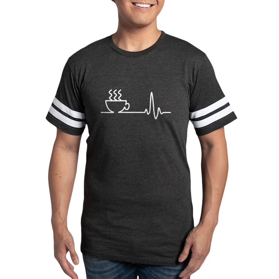 CafePress - Coffee Heartbeat T Shirt - Mens Football Shirt