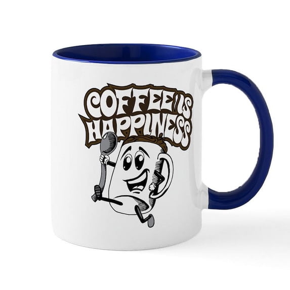 CafePress - Coffee Is Happiness - 11 oz Ceramic Mug - Novelty Coffee Tea Cup
