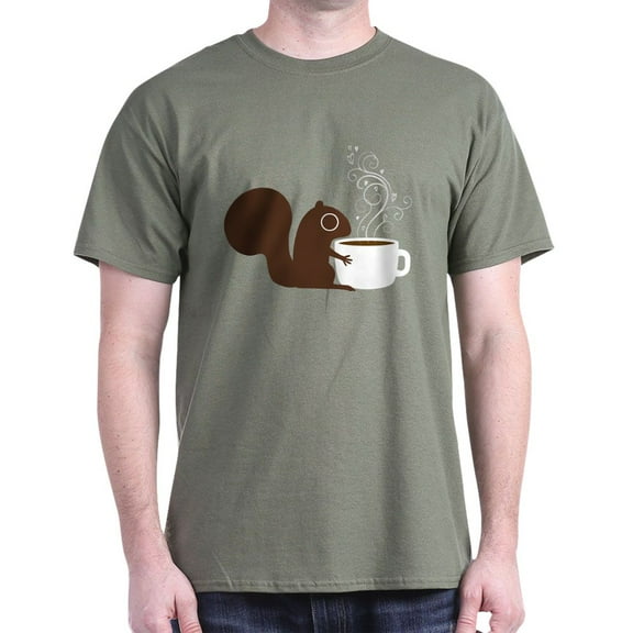 CafePress - Coffee Squirrel Dark T Shirt - Men's Classic Graphic Cotton T-Shirt