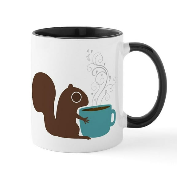 CafePress - Coffee Squirrel Mug - 11 oz Ceramic Mug - Novelty Coffee Tea Cup