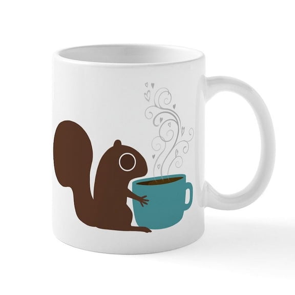 CafePress - Coffee Squirrel Mug - 11 oz Ceramic Mug - Novelty Coffee Tea Cup