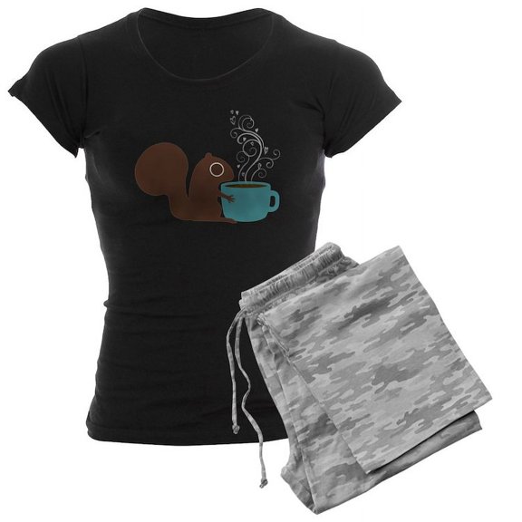 CafePress - Coffee Squirrel Pajamas - Women's Dark Pajamas