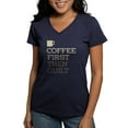 thumbnail image 1 of CafePress - Coffee Then Quilt T Shirt - Women's V-Neck Dark T-Shirt, 1 of 4