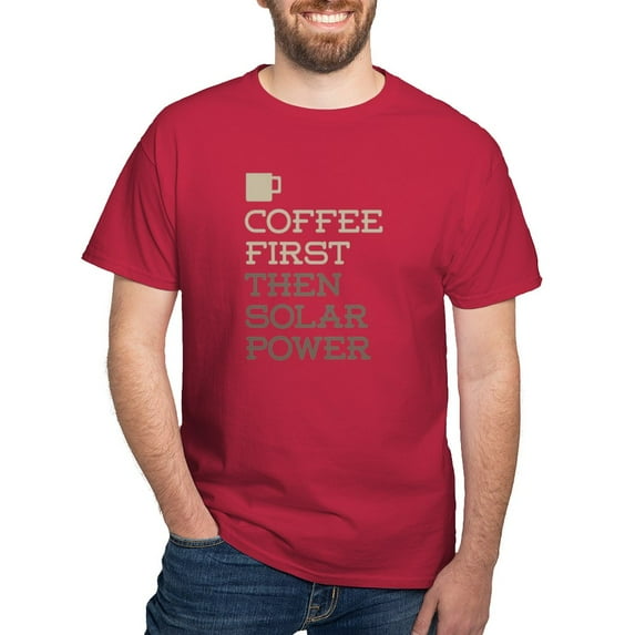 CafePress - Coffee Then Solar Power T Shirt - Men's Classic Graphic Cotton T-Shirt