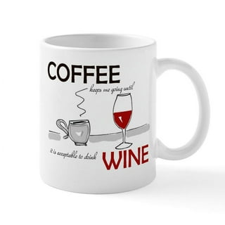 Wine and Coffee Mug, Wine Gifts, Novelty Mug, Wine Lover Gifts, Coffee  Lover Gift, Unique Coffee Mug. Hand Drawn Two Tone 