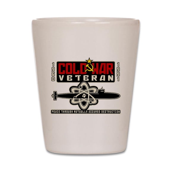 CafePress - Cold War Veteran Submarine Logo - White Shot Glass, Unique and Funny Shot Glass