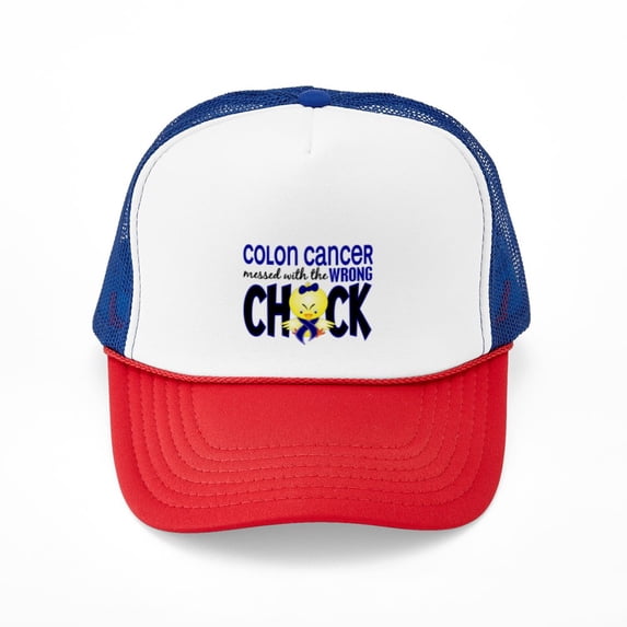 CafePress - Colon Cancer Messed With Wrong Chick - Adjustable Unisex Printed Trucker Hat with Mesh Back