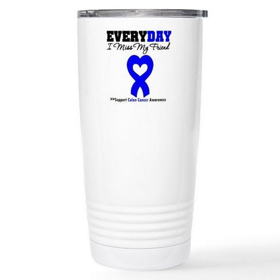 CafePress - Coloncancerheart Friend Stainless Steel Travel Mug - Insulated Stainless Steel Travel Tumbler 20 oz.