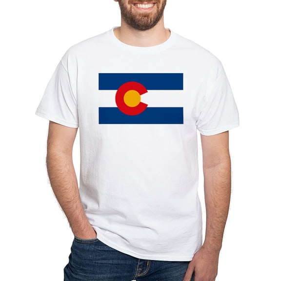 CafePress - Colorado Flag White T Shirt - Men's White Classic Cotton T-Shirts