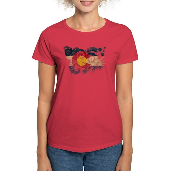 CafePress - Colorado Flag Women's Dark T Shirt - Women's Traditional Fit Dark T-Shirt