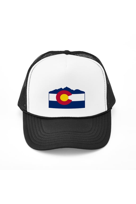 - Colorado Mountain Flag - Adjustable Unisex Printed Trucker Hat with Mesh Back