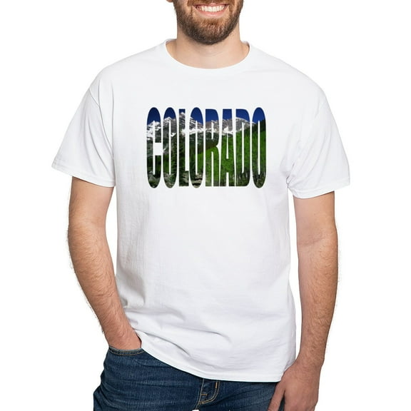 CafePress - Colorado Mountains White T Shirt - Men's White Classic Cotton T-Shirts