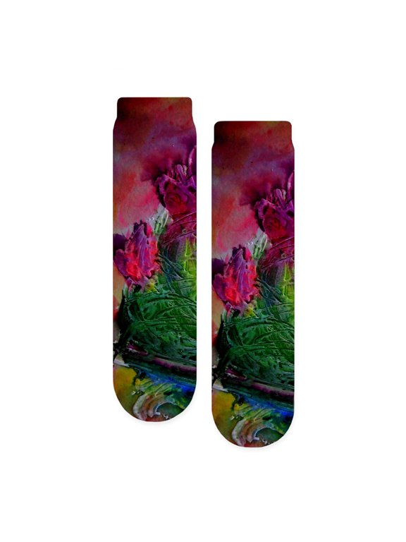 - Colorful Cactus, Southwest Art - Unisex Novelty Printed Crew Adult Socks