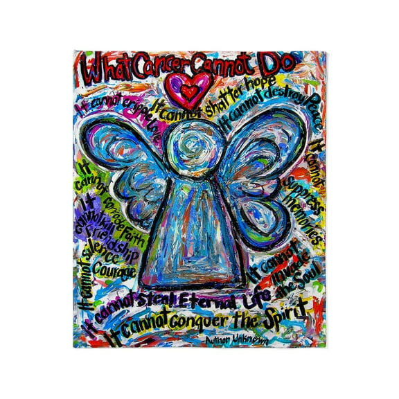 CafePress - Colorful Cancer Angel Throw Blanket - Soft Fleece Throw Blanket, 50"x60" for All Ages