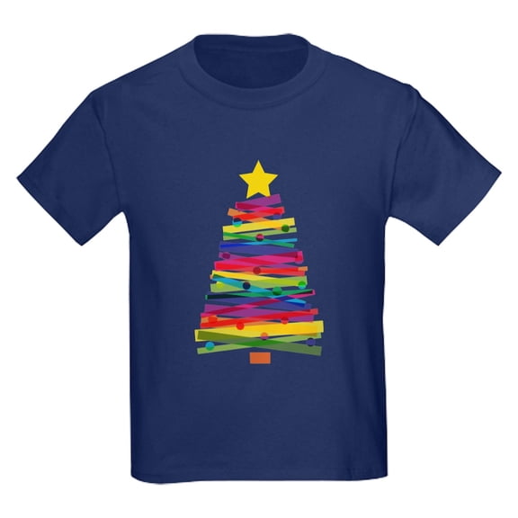 CafePress - Colorful Christmas Tree T Shirt - Dark T-Shirt Kids XS-XL