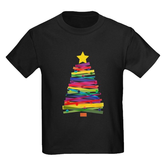 CafePress - Colorful Christmas Tree T Shirt - Dark T-Shirt Kids XS-XL