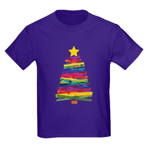 CafePress - Colorful Christmas Tree T Shirt - Dark T-Shirt Kids XS-XL