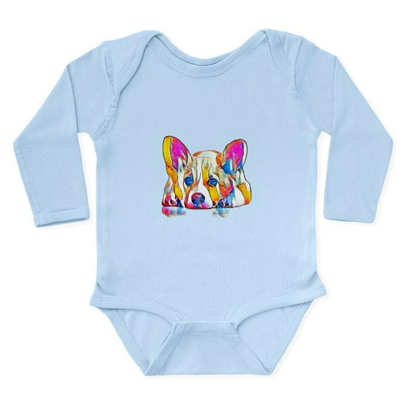 CafePress - Colorful Corgi Puppy Body Suit - Long Sleeve Cotton Baby Bodysuit