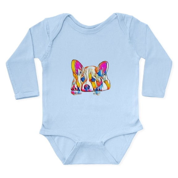 CafePress - Colorful Corgi Puppy Body Suit - Long Sleeve Cotton Baby Bodysuit