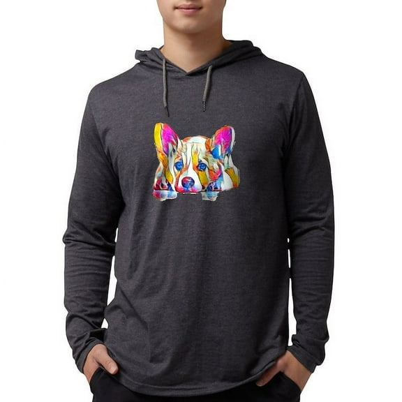CafePress - Colorful Corgi Puppy Long Sleeve T Shirt - Mens Hooded Shirt