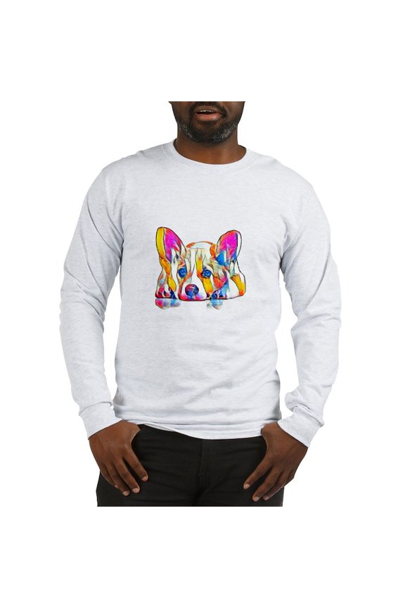 - Colorful Corgi Puppy Long Sleeve T Shirt - Unisex Cotton Long Sleeve T-Shirt
