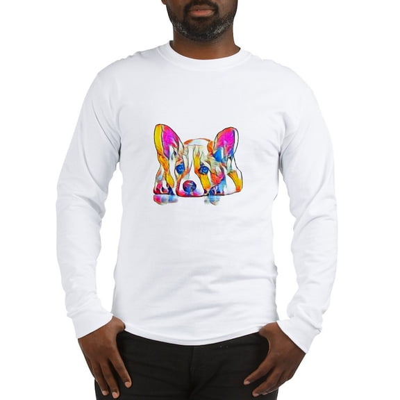 CafePress - Colorful Corgi Puppy Long Sleeve T Shirt - Unisex Cotton Long Sleeve T-Shirt