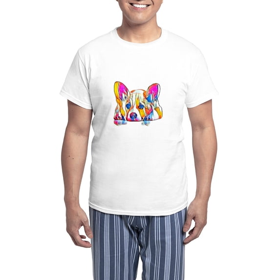 CafePress - Colorful Corgi Puppy Pajamas - Men's Light Loose Fit Cotton Pajama Set