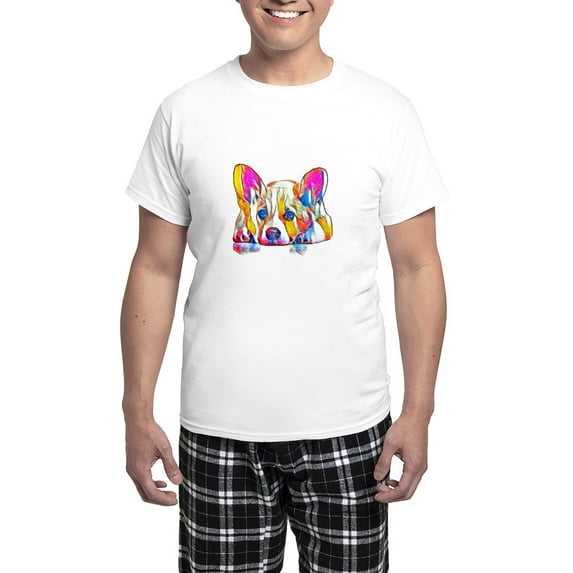 CafePress - Colorful Corgi Puppy Pajamas - Men's Light Loose Fit Cotton Pajama Set