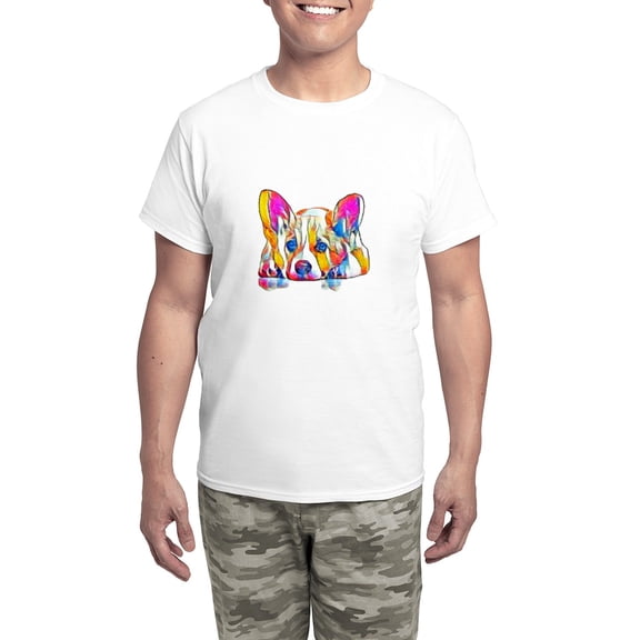 CafePress - Colorful Corgi Puppy Pajamas - Men's Light Loose Fit Cotton Pajama Set