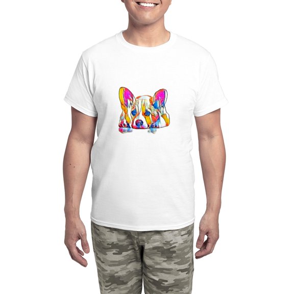 CafePress - Colorful Corgi Puppy Pajamas - Men's Light Loose Fit Cotton Pajama Set