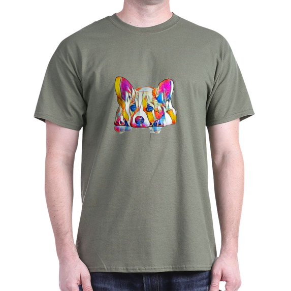 CafePress - Colorful Corgi Puppy T Shirt - Men's Classic Graphic Cotton T-Shirt