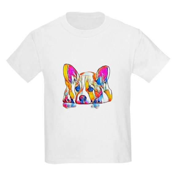 CafePress - Colorful Corgi Puppy T Shirt - Light Classic Kids Graphic, Short Sleeve T-Shirt, Sizes XS-XL