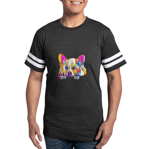 CafePress - Colorful Corgi Puppy T Shirt - Mens Football Shirt