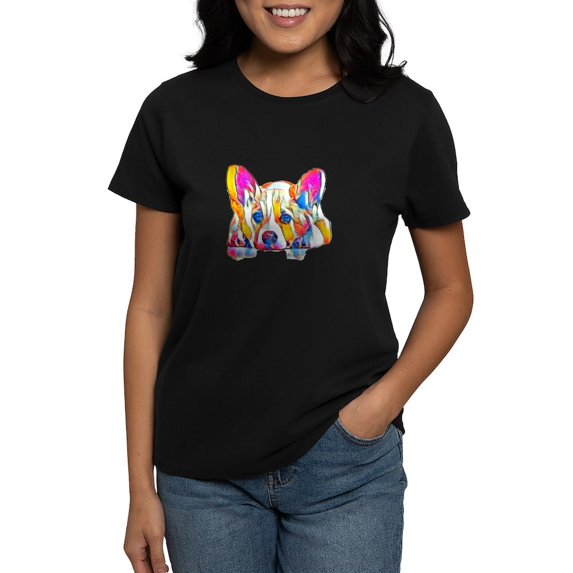CafePress - Colorful Corgi Puppy T Shirt - Women's Traditional Fit Dark T-Shirt