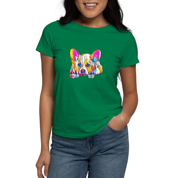 CafePress - Colorful Corgi Puppy T Shirt - Women's Traditional Fit Dark T-Shirt