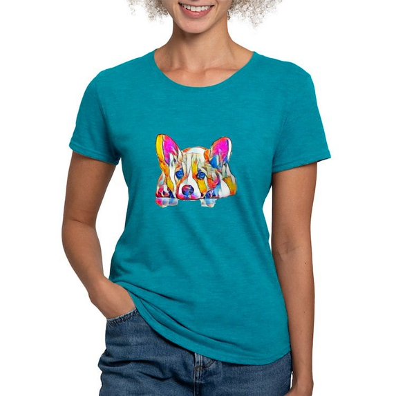 CafePress - Colorful Corgi Puppy T Shirt - Womens Tri-blend T-Shirt