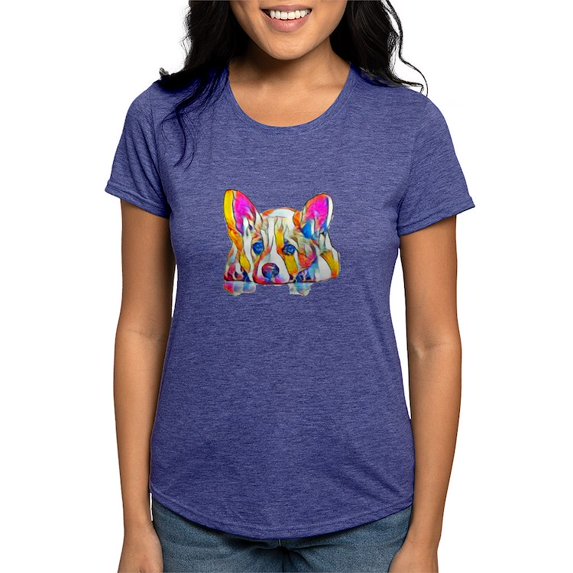 CafePress - Colorful Corgi Puppy T Shirt - Womens Tri-blend T-Shirt